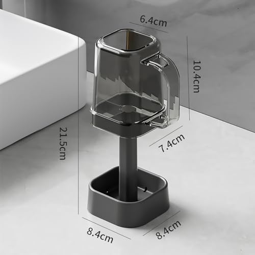 Eco-Friendly Bathroom Toothbrush Holder with Mouthwash Cup - Black