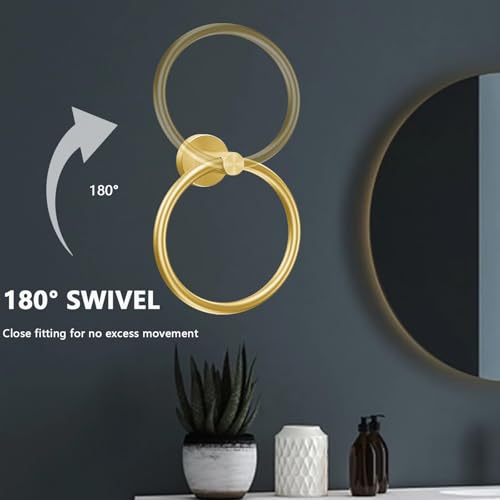 WOOPHEN 7-Inch Gold Stainless Steel Hand Towel Ring - Modern Wall-Mounted Towel Holder for Bathroom & Kitchen