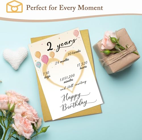Colorful 2nd Birthday Card for Boys & Girls with Envelope