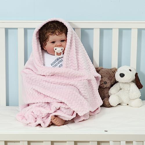 CREVENT 2-Pack 30''x40'' Soft Baby Blankets - Giraffe & Pink