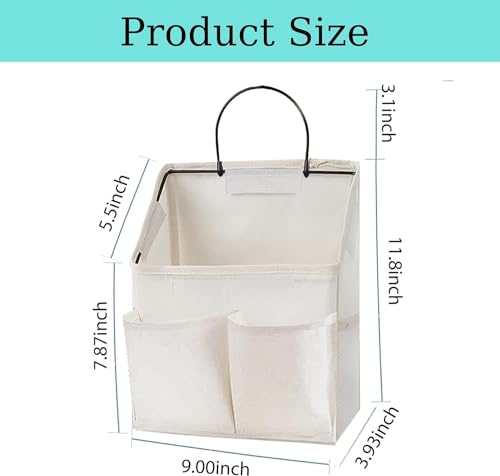 Wall Hanging Storage Bag with Pockets - White Organizer for Home