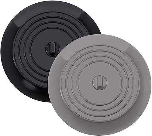 Silicone Bathtub Stopper Drain Plug 6 Inch 2Pcs Black and Grey