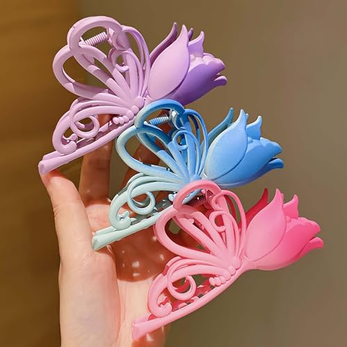 3PCS Large Flower Hair Claw Clips Non-Slip Grip for Thick and Thin Hair