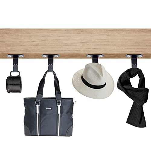 Black Stainless Steel Under-Shelf Coat Hooks - 12 Pack, Wall Mount, Durable & Rustproof