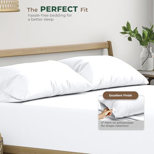 THREAD SPREAD Organic Cotton Pillowcases - Standard/Queen Size, White (Set of 2)