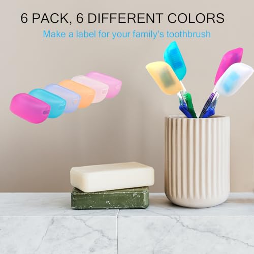 V-TOP 6-Pack Silicone Toothbrush Covers for Travel and Home