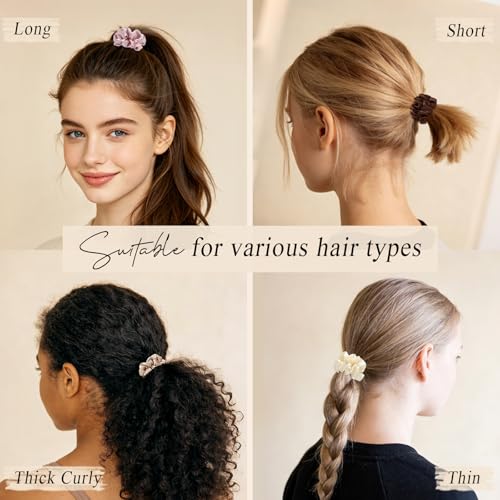 WantGor Satin Hair Scrunchies for Women No Damage Silk Hair Ties