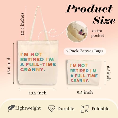 Grandma Canvas Tote Bag and Cosmetic Pouch Gift Set