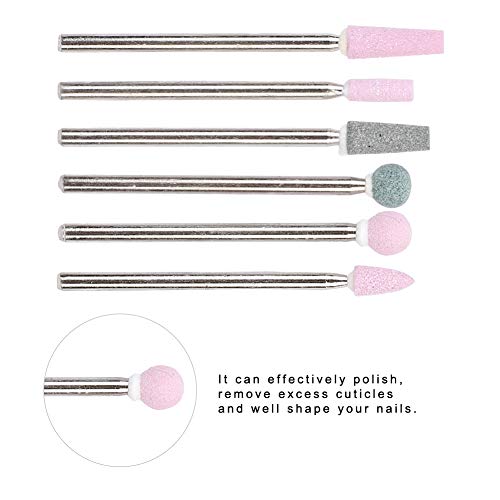 Hurrise 6-Piece Stainless Steel Nail Drill Bits Set for Manicure