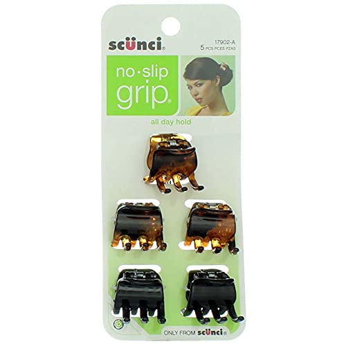 Scunci No-Slip Grip Mini Jaw Clips Small Hair Claws 5 Pack