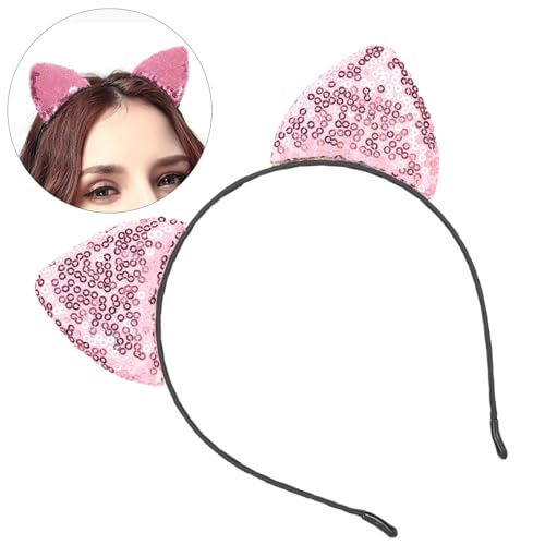 Milltrip Reversible Sequin Cat Ear Headband Pink Kitty Hair Hoop