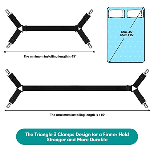 RayTour Bed Sheet Holder Straps - Adjustable Fitted Sheet Clips