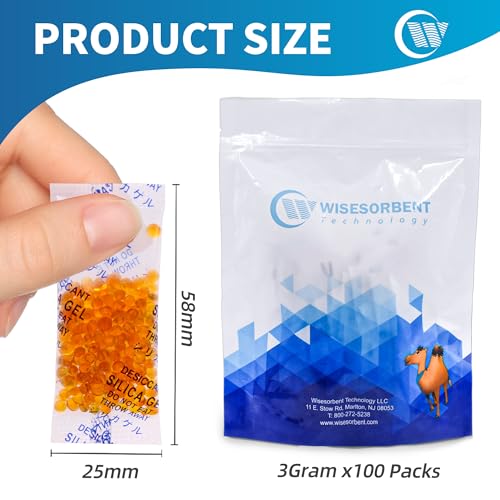 Wisesorb 3g Silica Gel Desiccant Packets - 100 Pack Food Grade Moisture Absorber