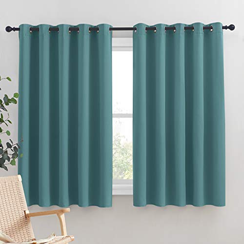NICETOWN Sea Teal Blackout Curtain Panels - Thermal Insulated Drapes, 70x63 inches, Grommet Pair