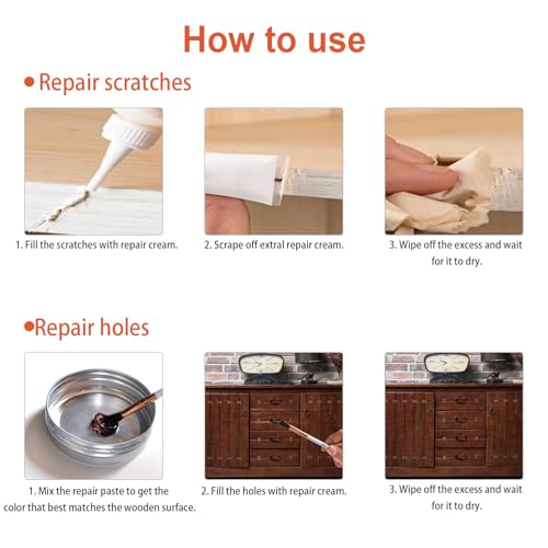 Wood Furniture Repair Kit - 12 Colors Scratch Filler & Touch Up Set
