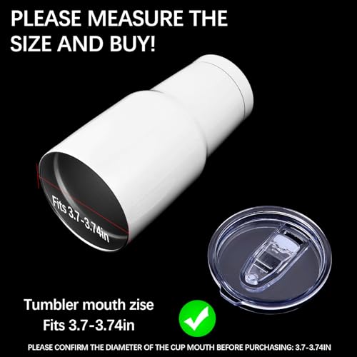 2 Pack 30 oz Tumbler Replacement Lids Plastic Splash Covers tops for 30 oz coffee cup lids Clear Cup Covers for Inner diameter 3.62 to 3.66 Inch Mouth Tumbler Cooler