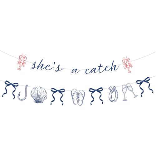 Beach Themed Bachelorette Party Banner Set - 2 Pcs She's a Catch