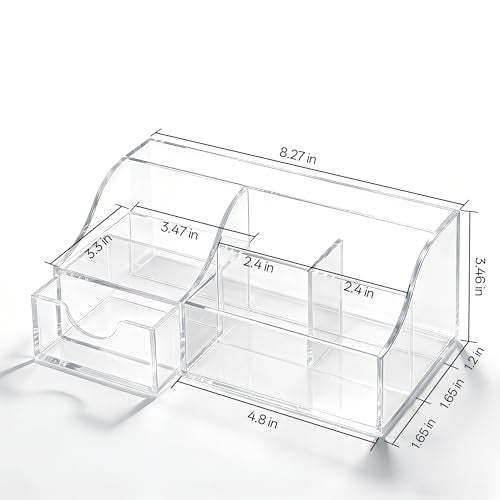 HBlife Clear Makeup Organizer with Drawer – 5-Compartment Storage