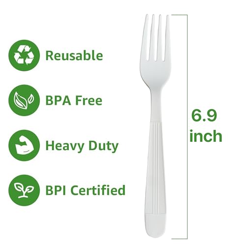 Heavy-Duty Plastic Forks - 25 Pack Disposable Utensils