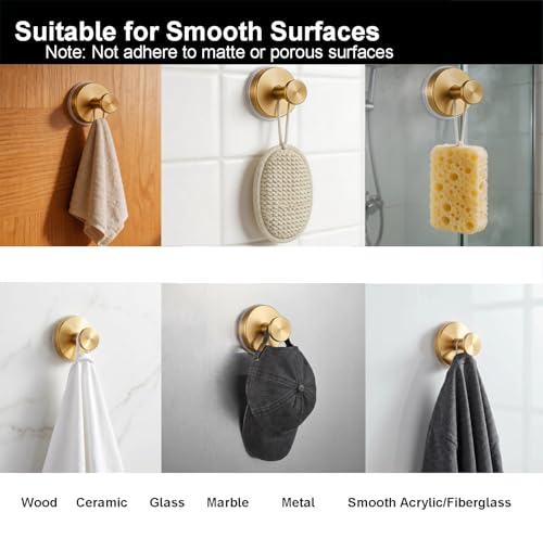 Silver Suction Cup Hooks for Shower - Heavy Duty Bathroom Organizer (4 Pack)