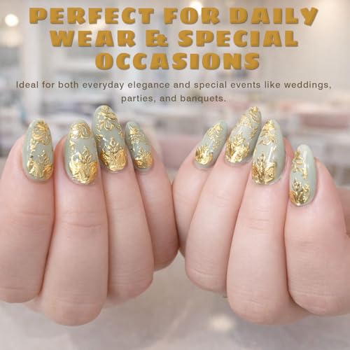 3D Gold Nail Art Stickers Set – Self-Adhesive Metallic Foil Decals (3 Sheets)
