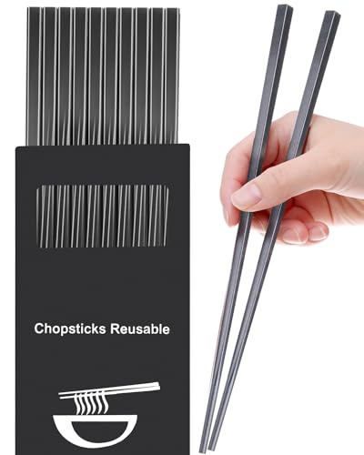 LIANGKEN 9.5-Inch Fiberglass Chopsticks Set - 5 Pairs, Non-Slip
