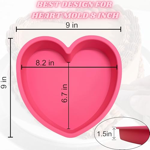 Heart Shaped Cake Pans Set of 2 - 8 Inch Nonstick Silicone Molds