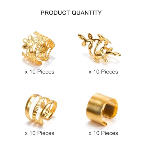 Gold Hair Braids & Dreadlock Cuffs 40-Piece Set for Styling