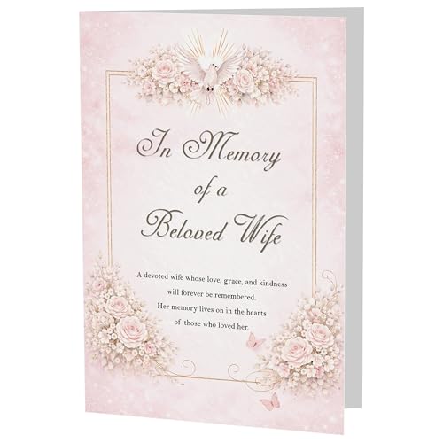 Memorial Sympathy Card for Beloved Wife with Verse - A5 Size