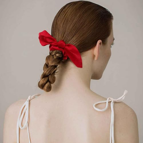 RANYUNSYZ 4 Pcs Colorful Bow & Bunny Ear Hair Scrunchies Elastic Ties