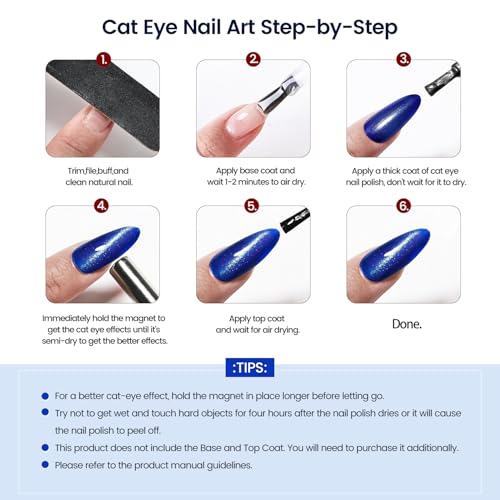 OpenLive Blue Cat Eye Nail Polish with Magnet Stick, 16.5ml