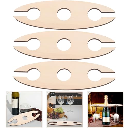 3-Piece Wooden Wine Rack Set for 1 Bottle & 2 Glasses - Rustic Home Bar Organizer