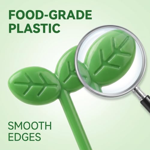 8-Piece Green Leaf Mini Food Picks for Bento Boxes and Party Snacks