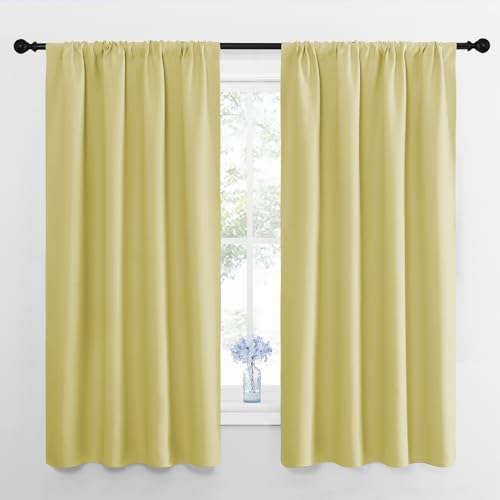 NICETOWN 63-Inch Pale Yellow Blackout Curtains - Thermal Insulated Drapes