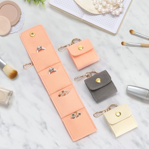 KUKUVR Mini Travel Jewelry Organizer Case with Keychain - Pink