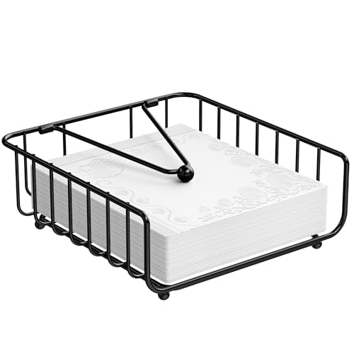 Black Napkin Holder with Weighted Arm for Luncheon & Dinner Use