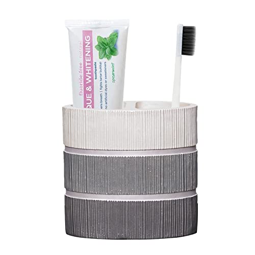 Popular Bath Madern Collection Resin Toothbrush Holder, Grey Stone Look