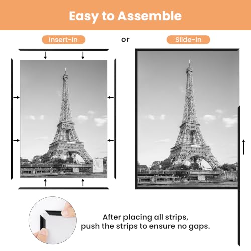 Upsimples 24x30 Poster Frame - Black, Easy Slide-In Assembly, Pack of 3