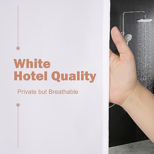 UFRIDAY White Fabric Shower Curtain Liner 36x72 inches with Hooks