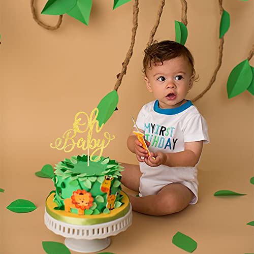 Oh Baby Cake Topper | Gold Glitter Decoration for Baby Shower & Birthday