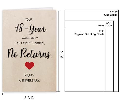 Humorous 18th Anniversary Card for Husband & Wife - Unique Gift