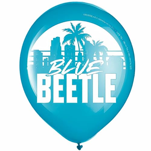 Blue Beetle Latex Balloons - 12" Pack of 6 for Kids' Parties