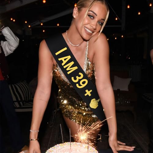 CIEHER 40th Birthday Sash - Black Satin with Gold Foil