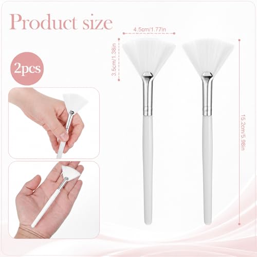 Auteonsa Facial Fan Brushes 2-Pack, Soft Nylon Face Mask Applicator