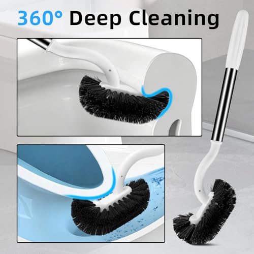 AONEZ Toilet Brush and Holder Set, Under-Rim Cleaning with Vented Base