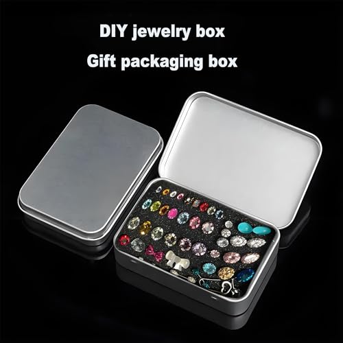 2-Pack Silver Hinged Tin Boxes 4.5" x 3.5" for Diamond Painting & Crafts