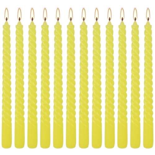 Yellow Spiral Taper Candles 12 Pack 10 Inch Unscented - ECLHTLNY Variation