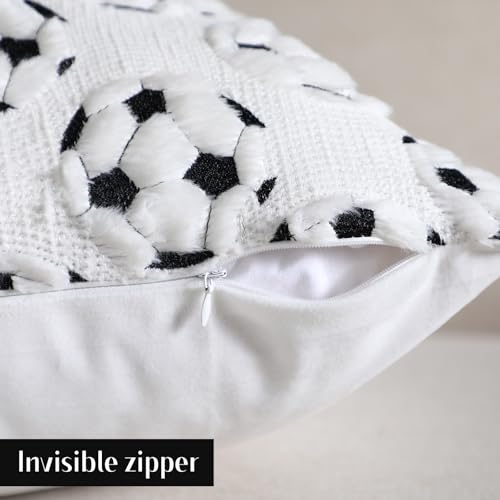 Lounsweer Soccer Pillow Covers - Set of 2, 18x18 Inch Soft Plush Cushions