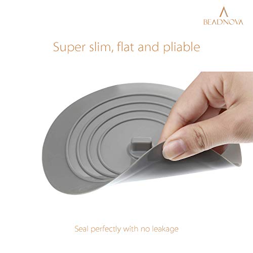 BEADNOVA Silicone Bathtub Water Stopper - 6 Inch Drain Plug (2 Pack, Grey)