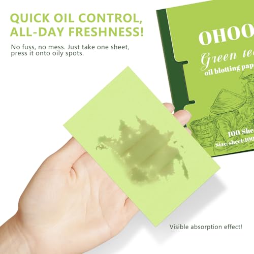 OHOO Green Tea Facial Oil Blotting Paper - 100 Sheets